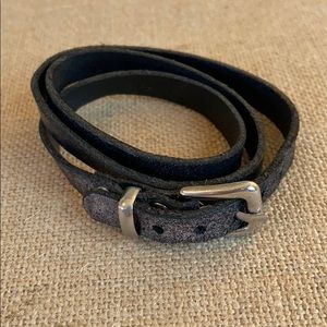 Silver Leather Wrap Bracelet